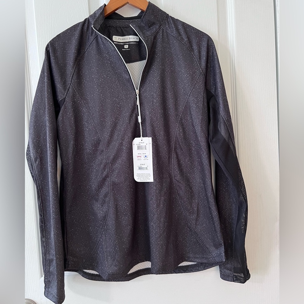 NWT Pebble Beach quarter zip pull over with partial mesh sleeves M